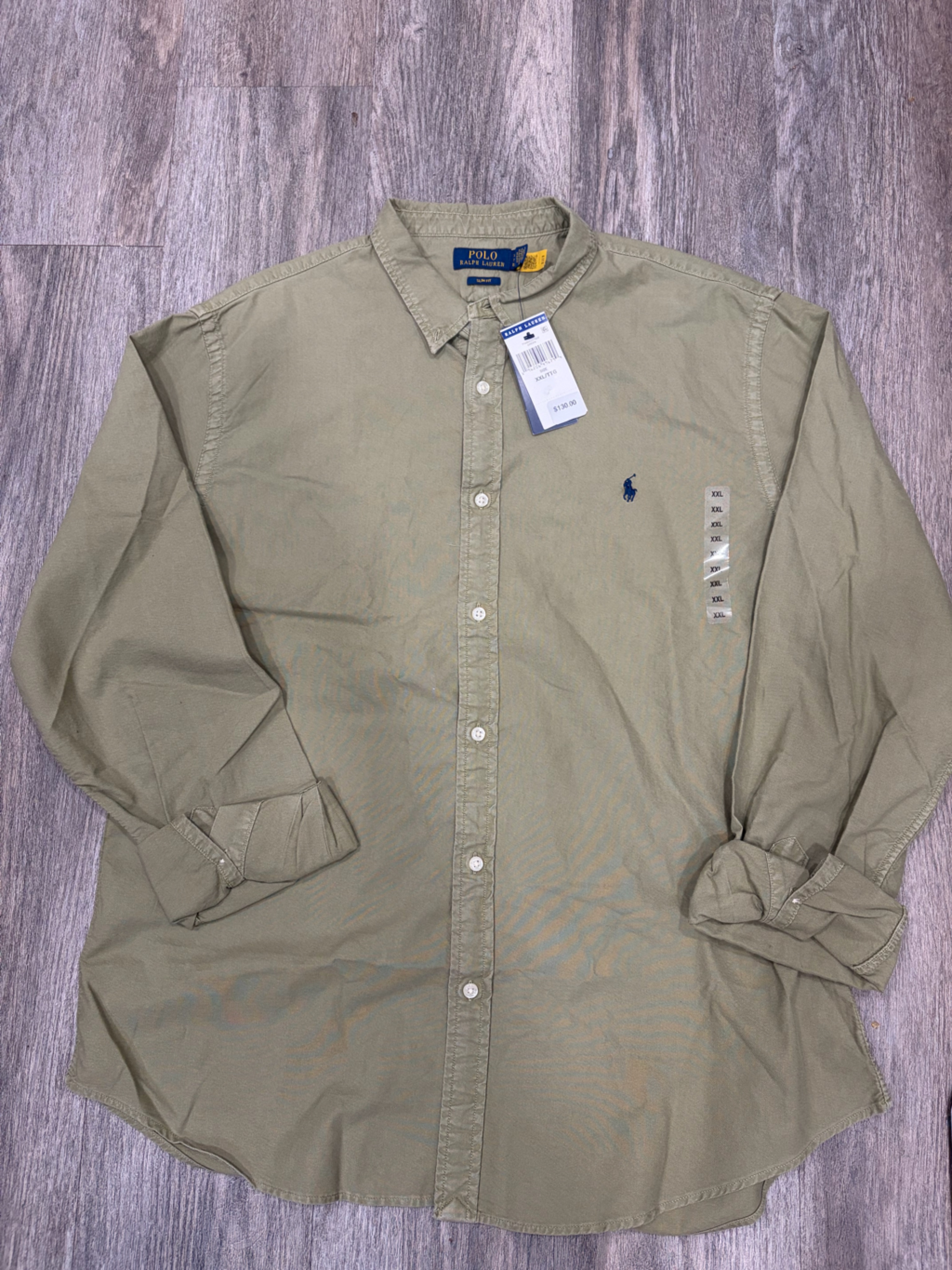 Ralph Lauren Olive Green Long-Sleeve Button-Down Shirt